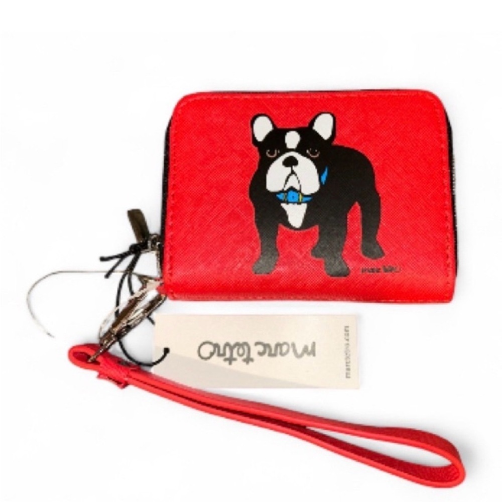 Marc Tetro Red Wristlet with Bulldog Print NWT